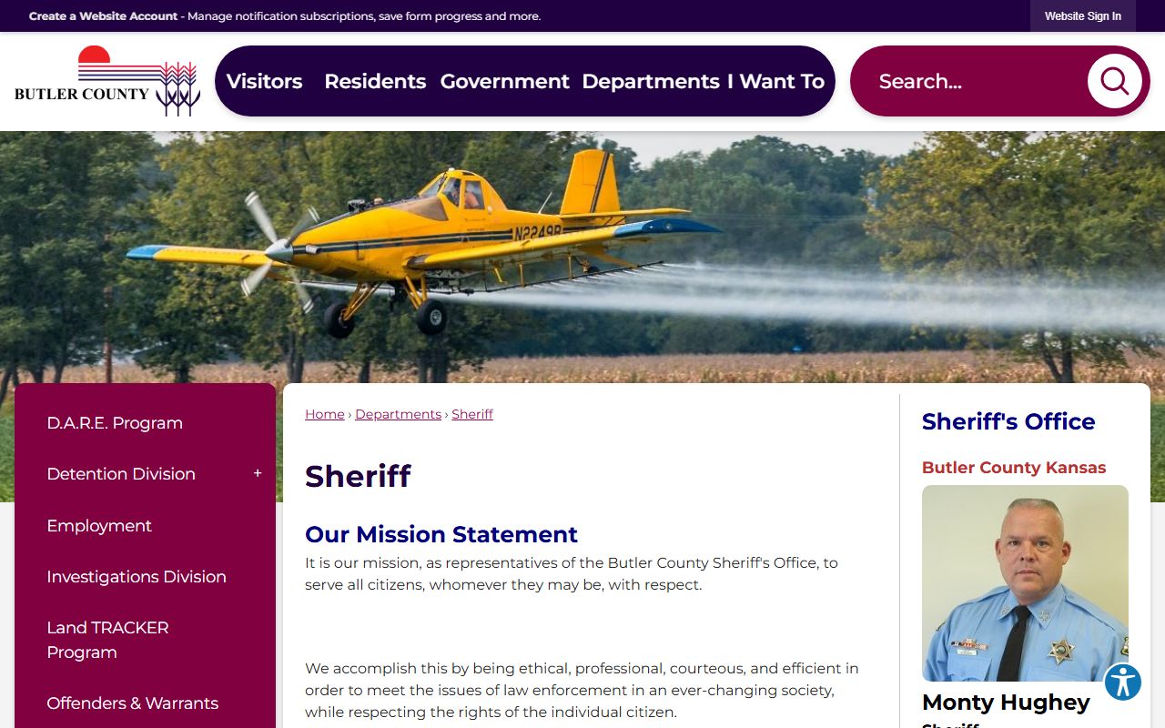Butler County arrest records county government sheriff page