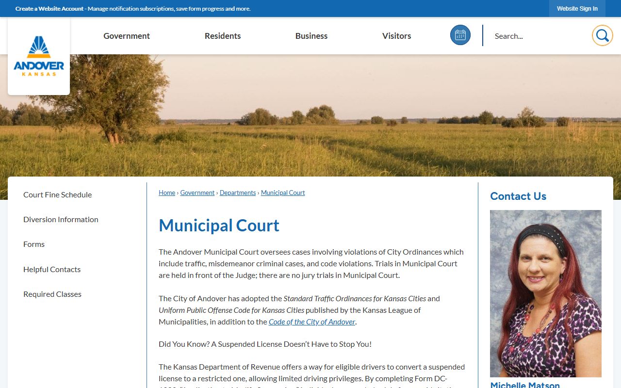 Butler County court dockets Andover Municipal Court page