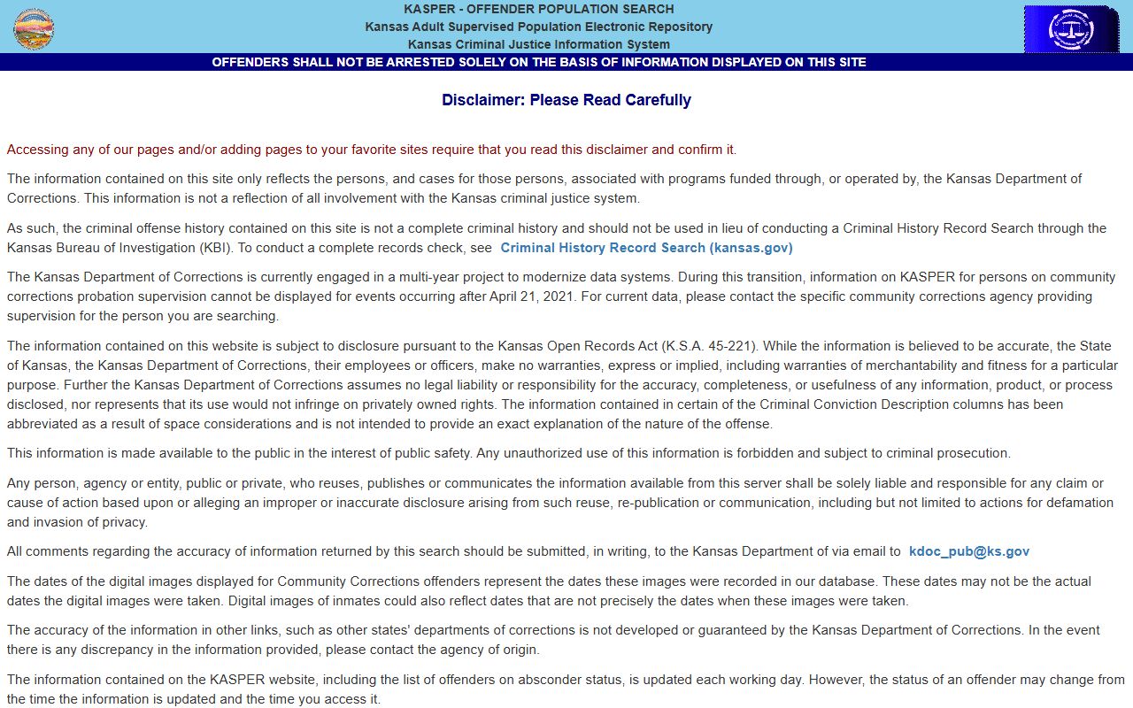 Butler County criminal court records KDOC KASPER offender search