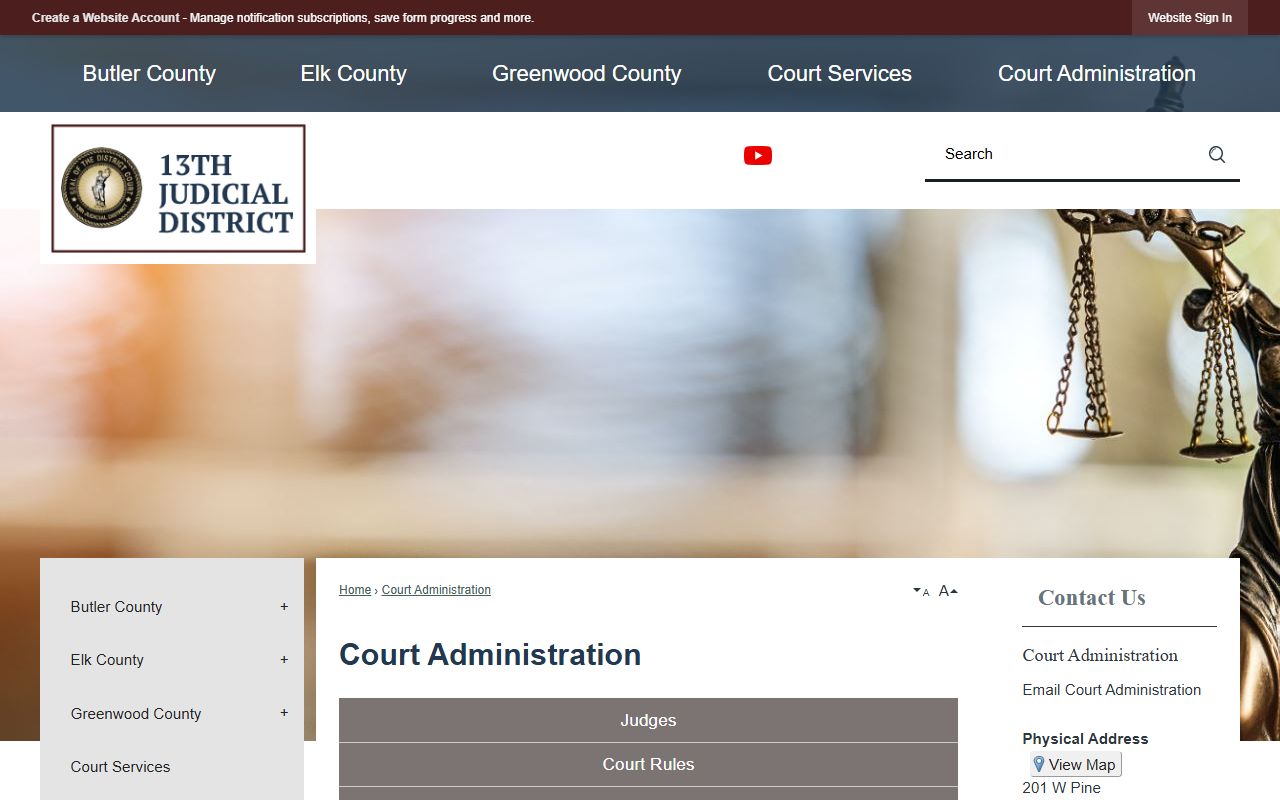 Butler County court records 13th Judicial District court administration