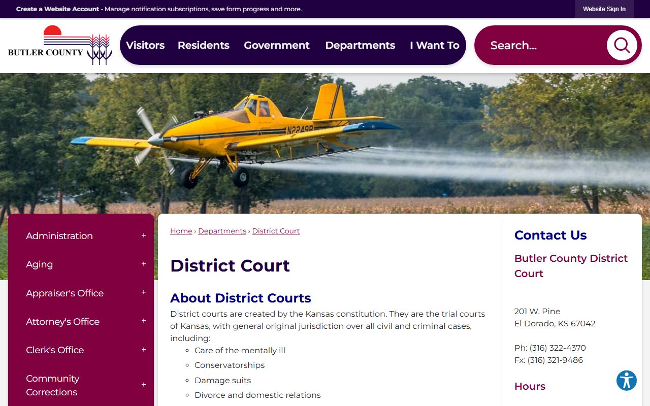 Butler County court records district court department page