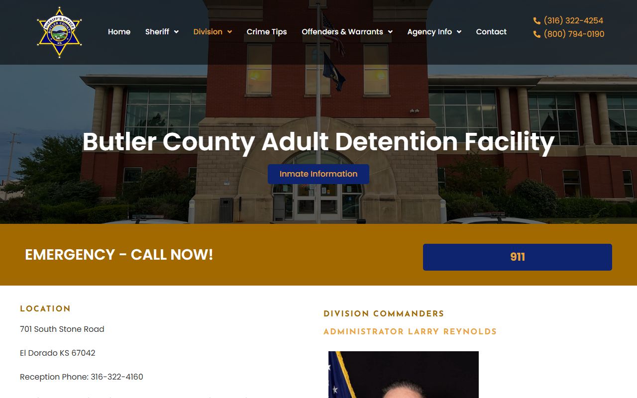 Butler County inmate records Adult Detention Facility roster page