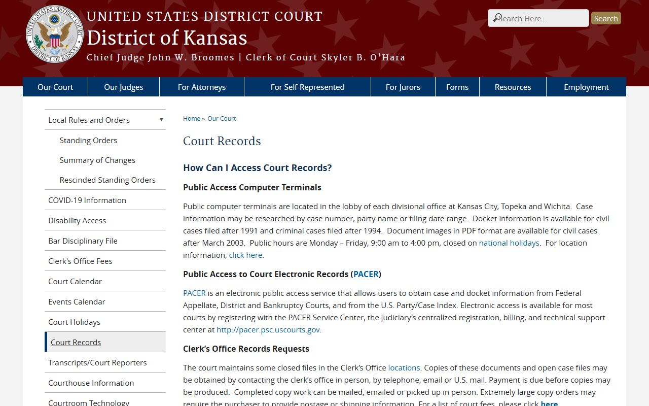 Butler County inmate records District of Kansas court records source