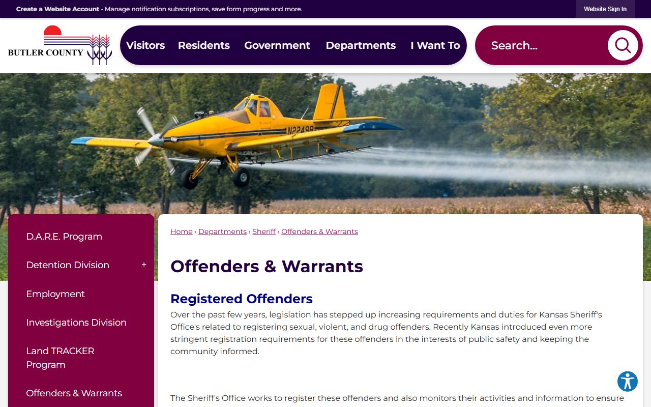 Butler County warrant records offenders and warrants page