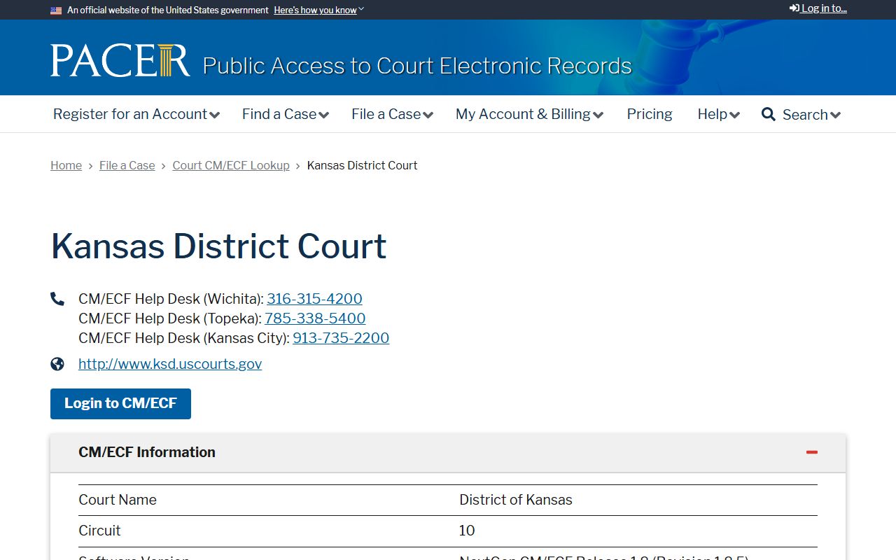 Butler County warrant records federal PACER District of Kansas lookup